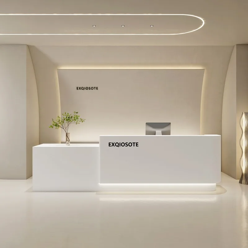 

Design Luxury Front Desk Reception Counter Hotels Beauty Salon Reception Desks L Shaped Modern Mostrador Recepcion Furniture