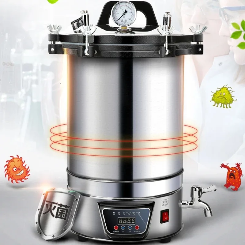 

【 Hot】Portable High Pressure Sterilizer Stainless Steel Steam Sterilization Pot 24L Automatic Sterilization Autoclave Pot