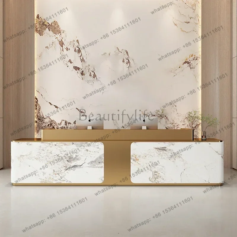 LJY Unique Office Reception Desk Simple Aesthetic Elegant Modern Bar Counter Furniture Premium Simple Mostrador Commercial Furni