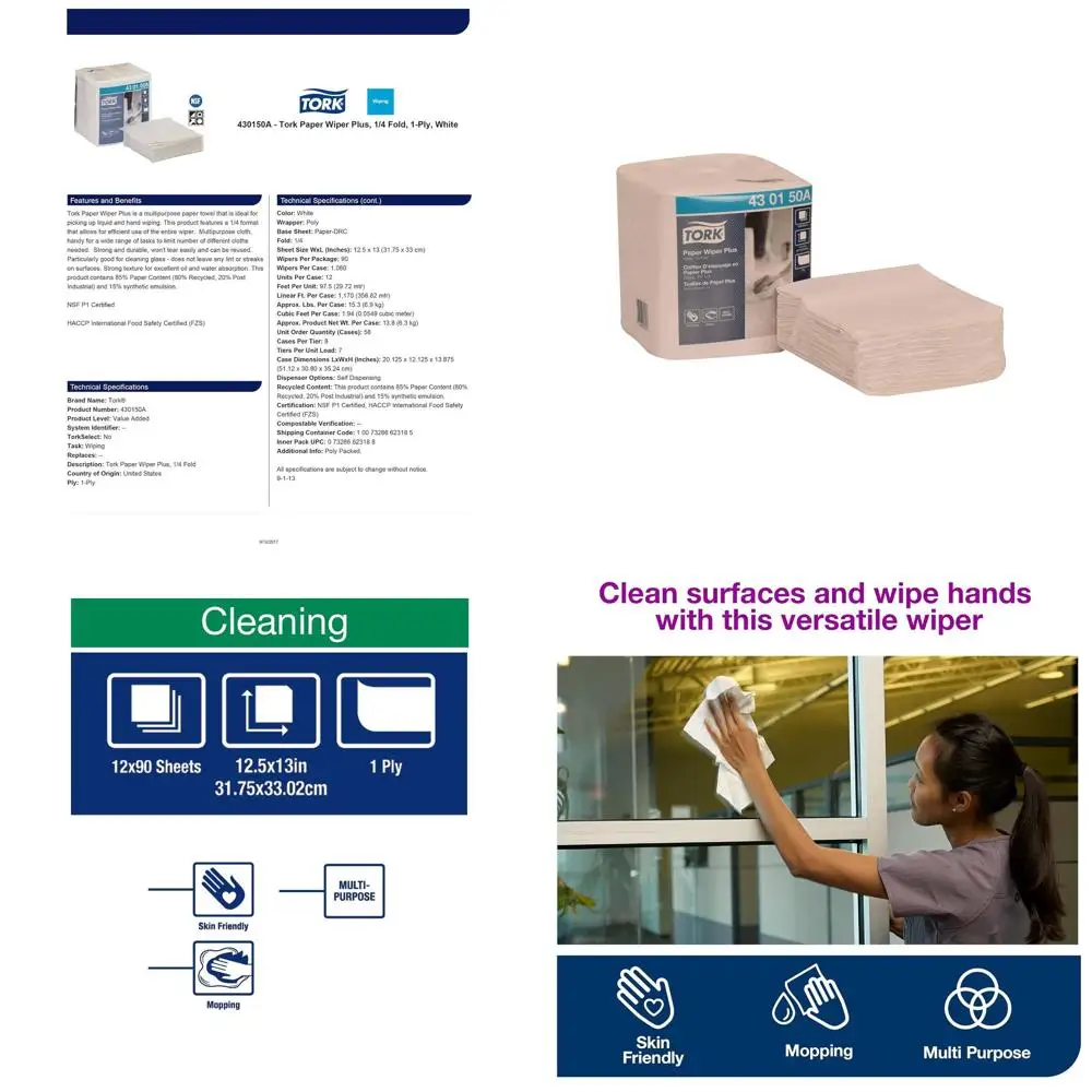 

Белые бумажные полотенца для диспенсера, 1/4 складки, рулон, 430150A