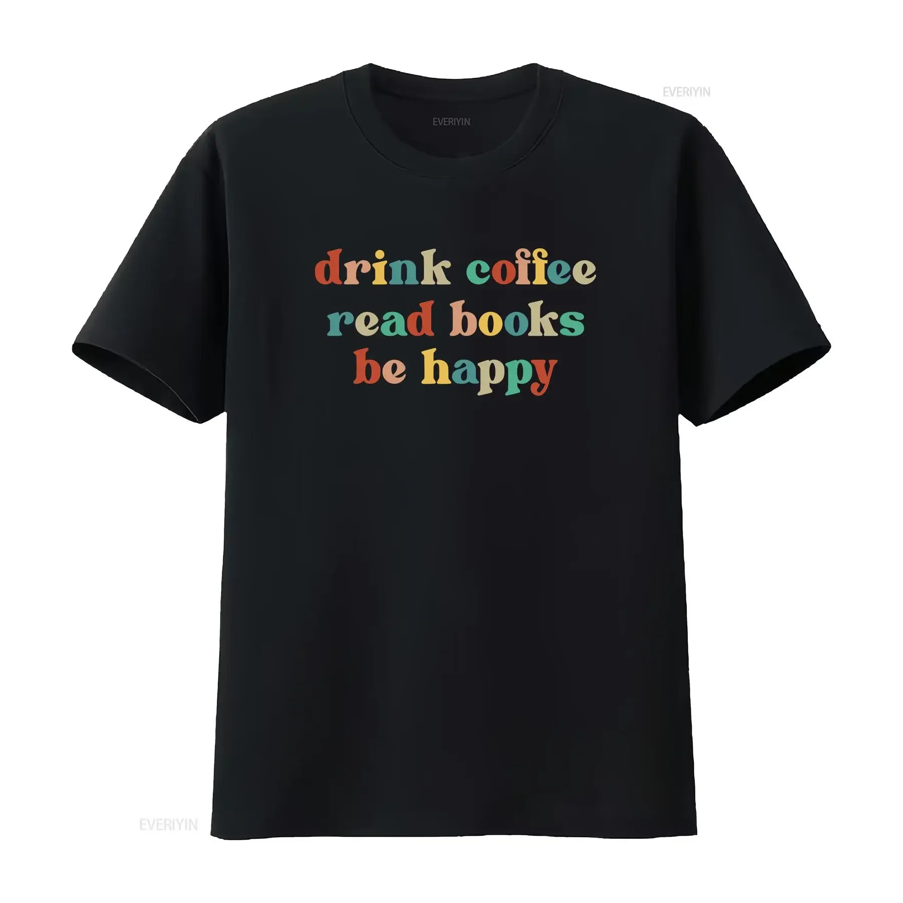 Teacher T Shirt Reading Coffee Books Drink Read Be Happy Book Lover Bookish Librarian vintage Washed Breathable