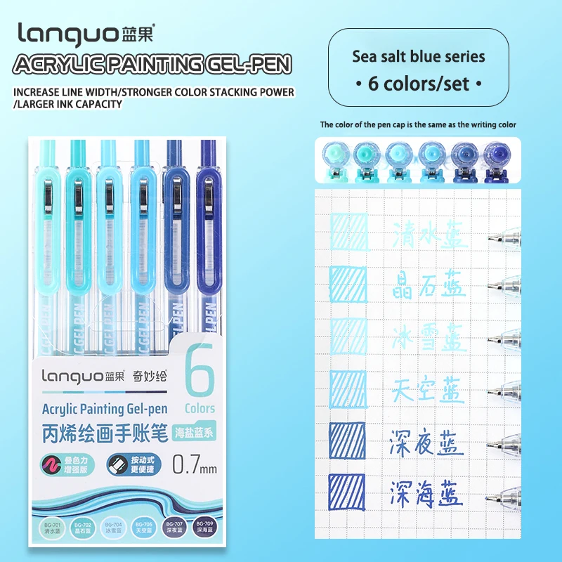 6-90 Farben Languo Acryl-Gelstift-Set, Handbuch-Stift, mehrfarbiger Neutralstift, Schreib- und Zeichenstifte für Schüler, D200 – Detail 17