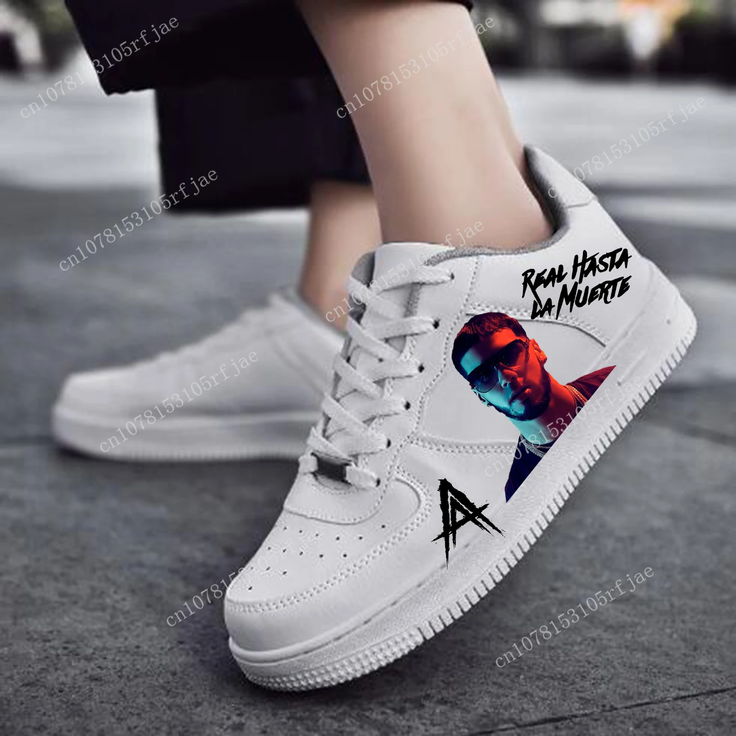 Anuel Aa Real Hasta La Muerte Af Basketbal Heren Dames Sport Run Hoge Kwaliteit Flats Dwingen Sneakers Kant Mesh Aangepaste Schoen