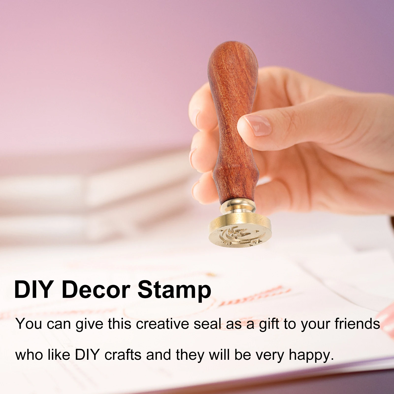 

1 pc Retro Fire Wax Seal Stamp Moon Crystal Pattern High-Quality Wood Copper Handle For Diy Scrapbook Envelope Decoration Craft