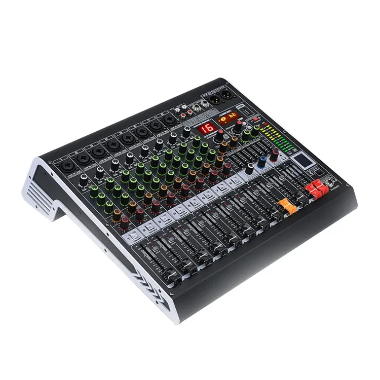 

1Moq LCD Display 8Channel Digital DJ Mixer Console Bluetooth Computer Sound Card Sound Mixer For Indoor Outdoor Activity