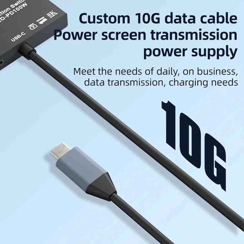 Video switcher Bi-Directional 8K USB C KVM Switch USB3.1 Type-C Splitter Cable for Video 8K@30Hz 4K@120Hz PD 100w 10Gbps