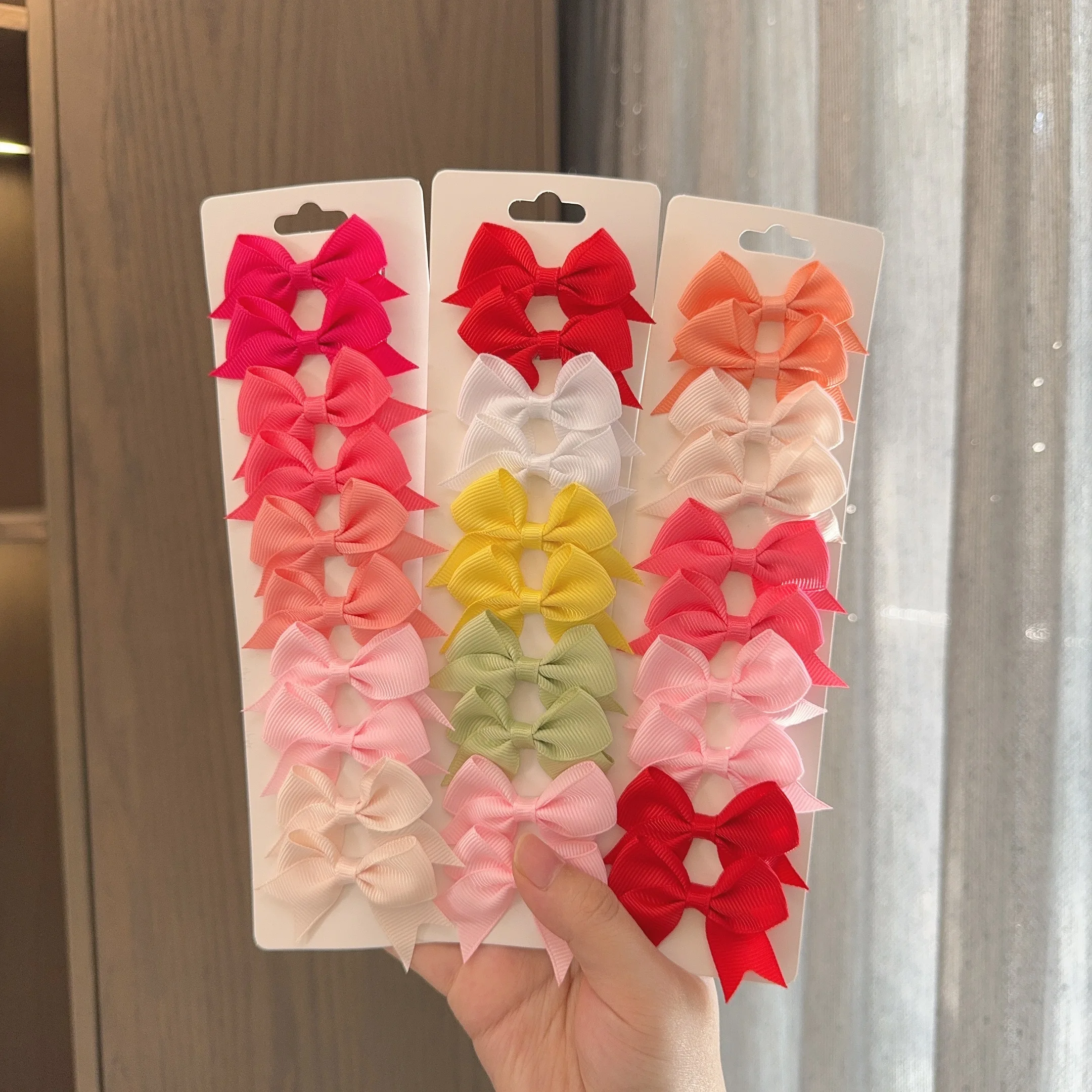 10Pcs/Set New Solid Color Kids Bows Hair Clips for Baby Girls Handmade Ribbon Bowknot Hairpin Barrettes Hair Accessories