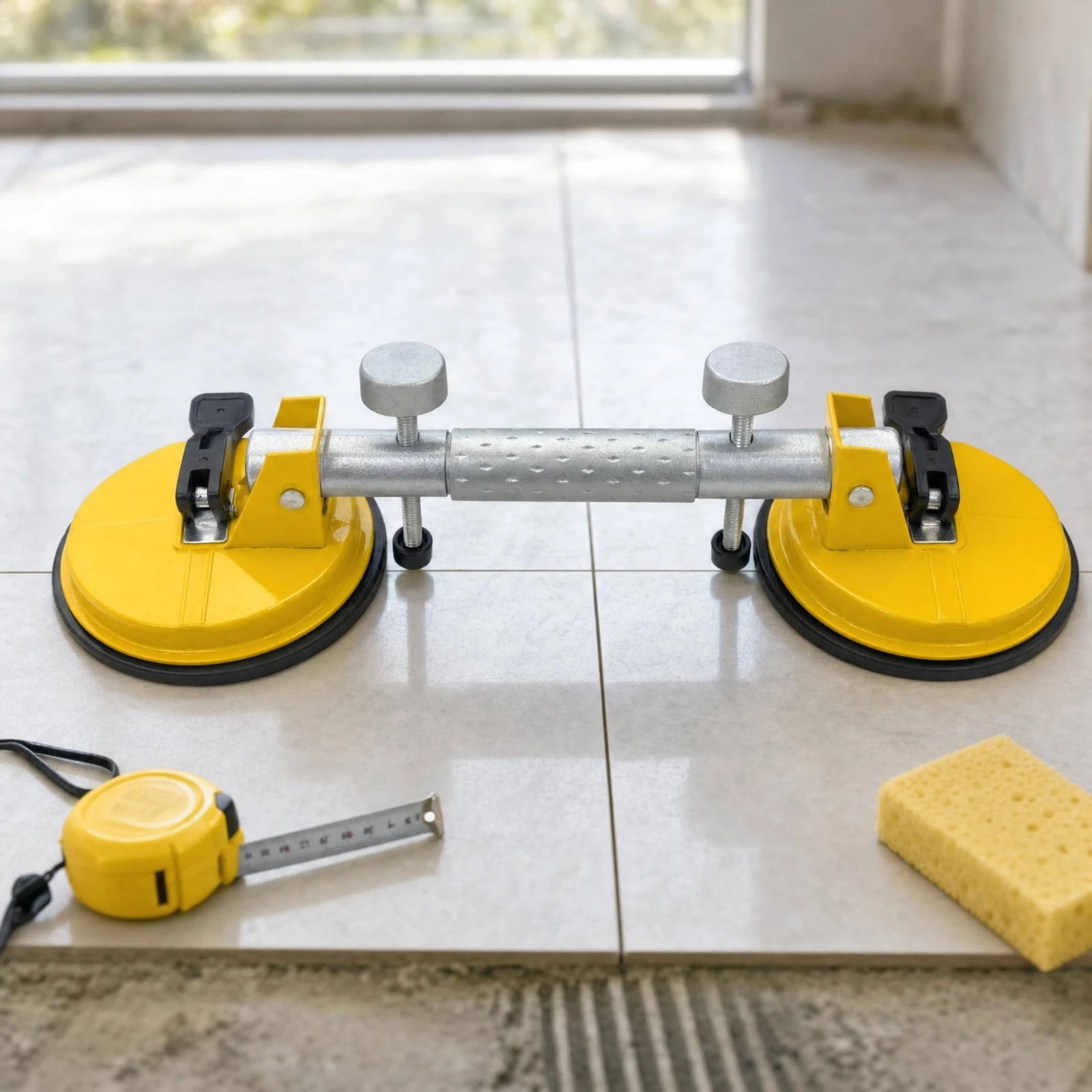 Suction Cup Tool with Adjustable Bar Heavy-Duty Tile Aligner for Masons, Home Renovation