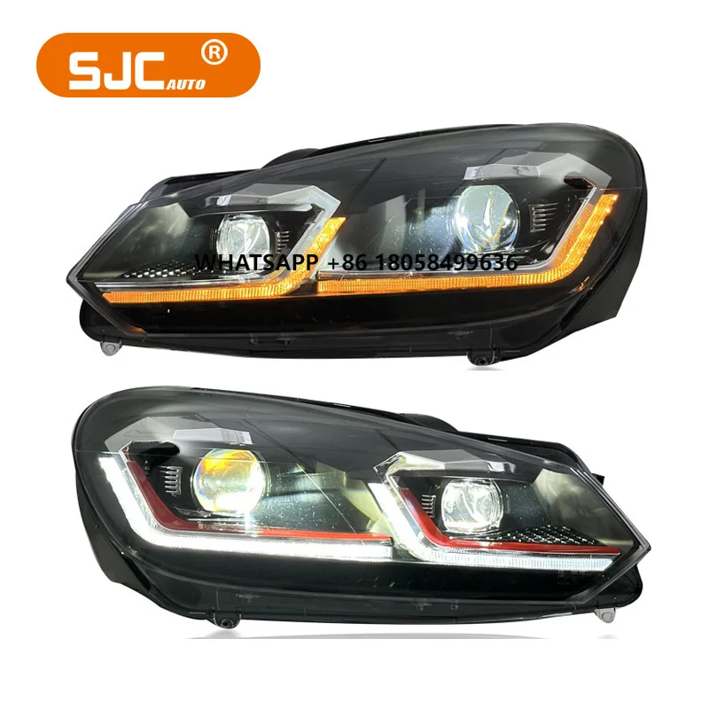 

Автомобильные фары SJC для Golf 6 2013-2017, модифицированные фары в сборе, светодиодные дневные ходовые передние фары