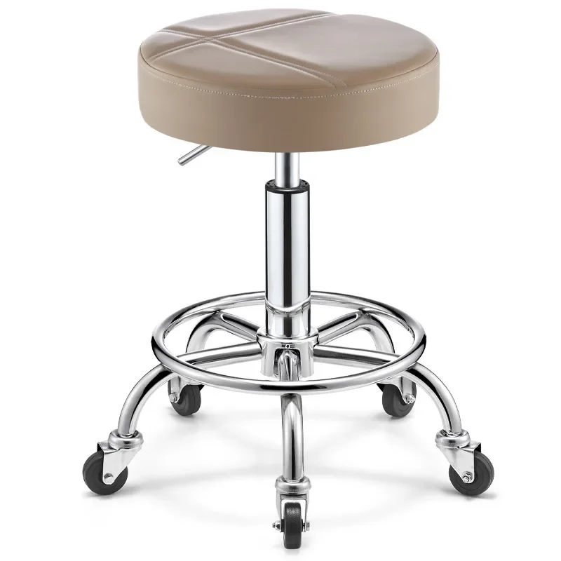 Professional Swivel Barbers Chairs Wheels Portable Rolling Hairdressing Stool Rotating Coiffeur Stuhl Salon Furniture MQ50BC