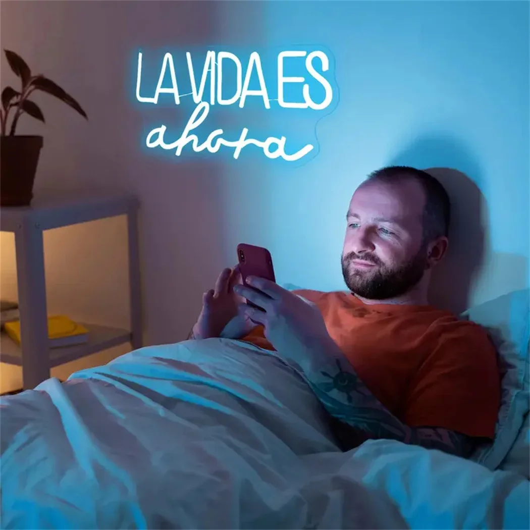 La Vida Es Ahora letreros de neón alimentados por USB en español, letreros de neón para Bar, tienda, garaje, letreros de iluminación LED, decoración de pared