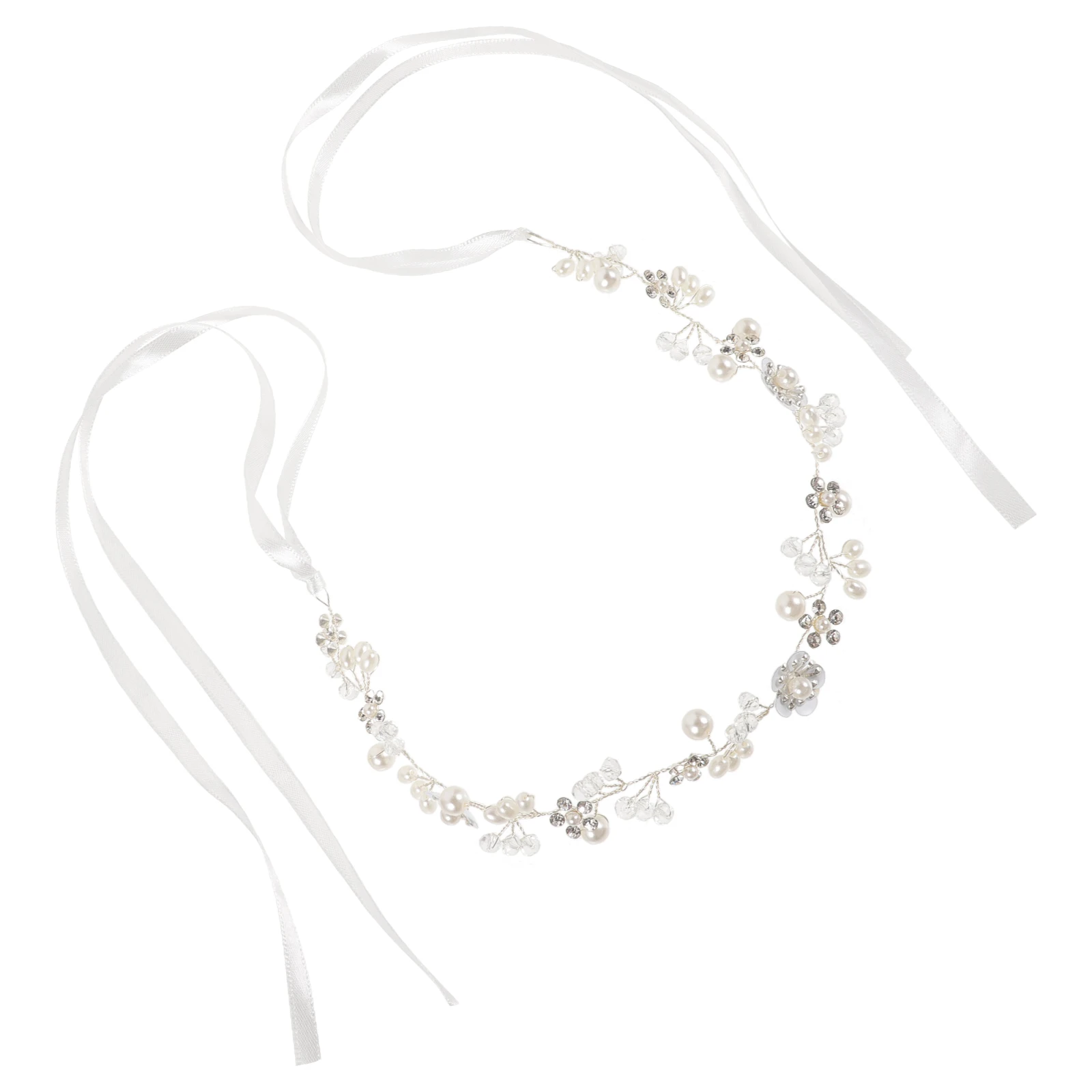 

Pearl Headband Bridal Floral Leaf Wedding Hair Band Rhinestone Bride Bridesmaid Elegant Chignon Prom Anniversary Party Zinc