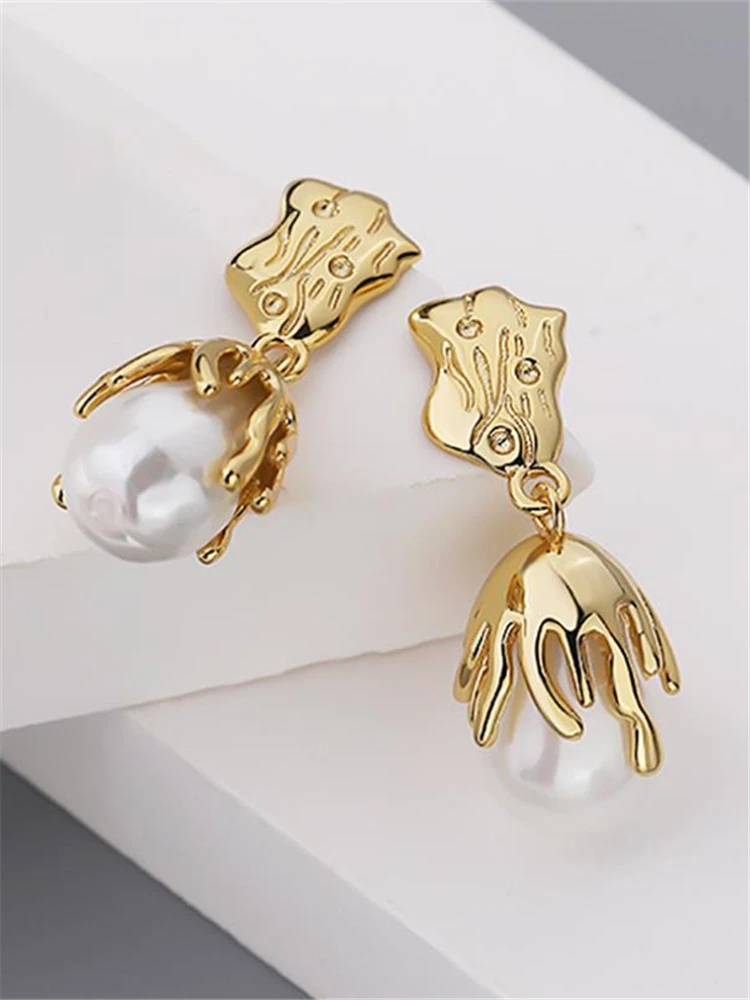 kshmir Europe and the United States shaped lava pearl stud 2022 vintage women's earrings jewelry accessories gift