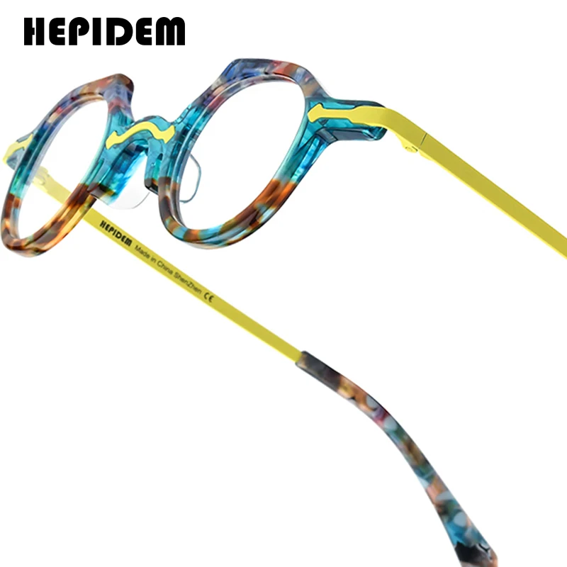 FONEX HEPIDEM Acetate Eyeglasses Frame Men 2025 New Small Round Brand Design Glasses Women Retro Vintage Eyewear Spectacles 9341