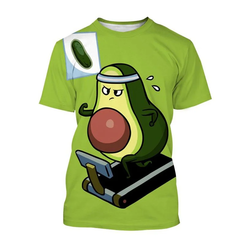 Fashion Avocado Cartoon Pattern T Shirt For Men Fruit 3D Printed Tees Summer Casual Short Sleeve Round Neck Tops Loose T-Shirts