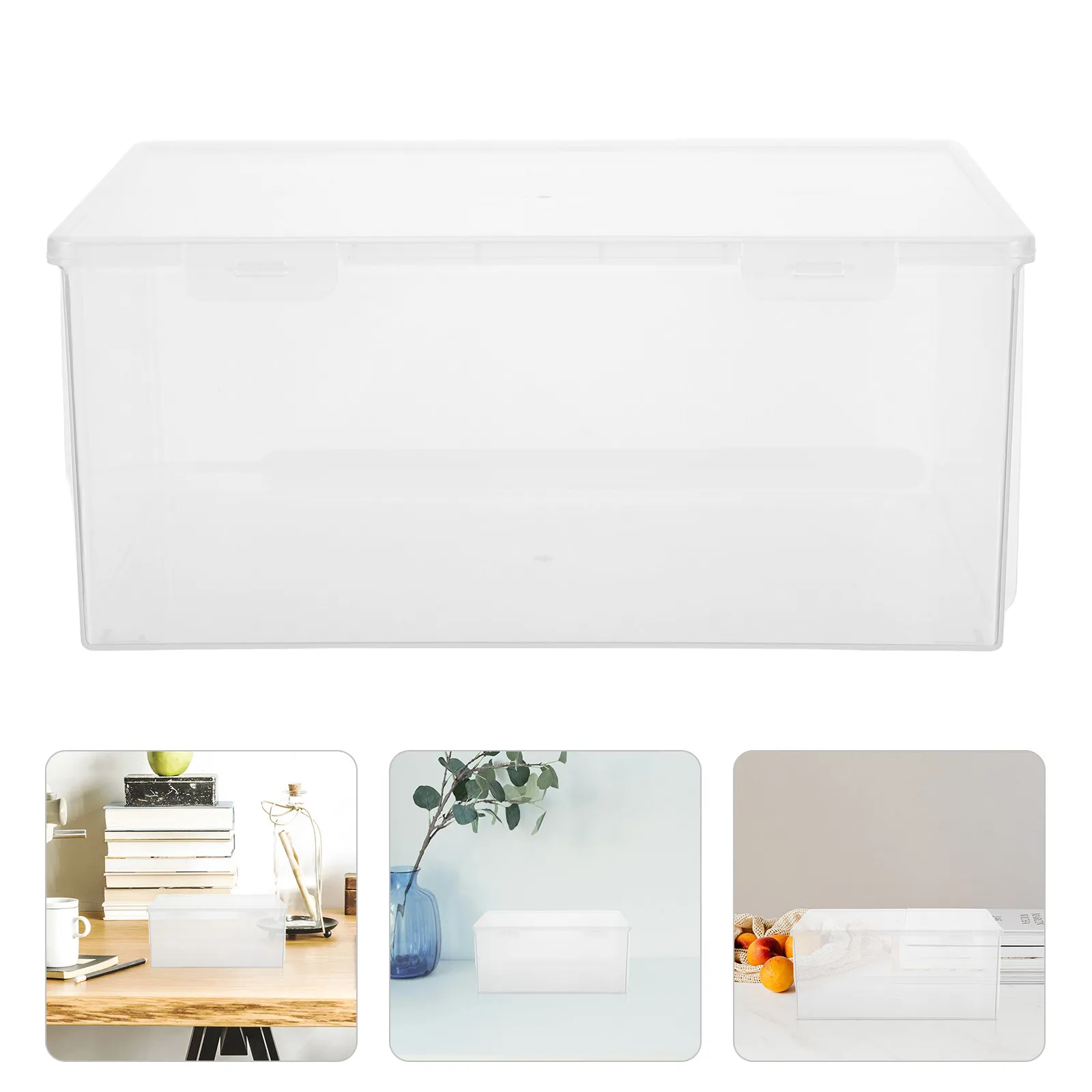 Clear Plastic Cd Storage Box Stackable 11.9x8.5 Inches Desktop Organizer Large Capacity Cd Case Storage Container Home Office