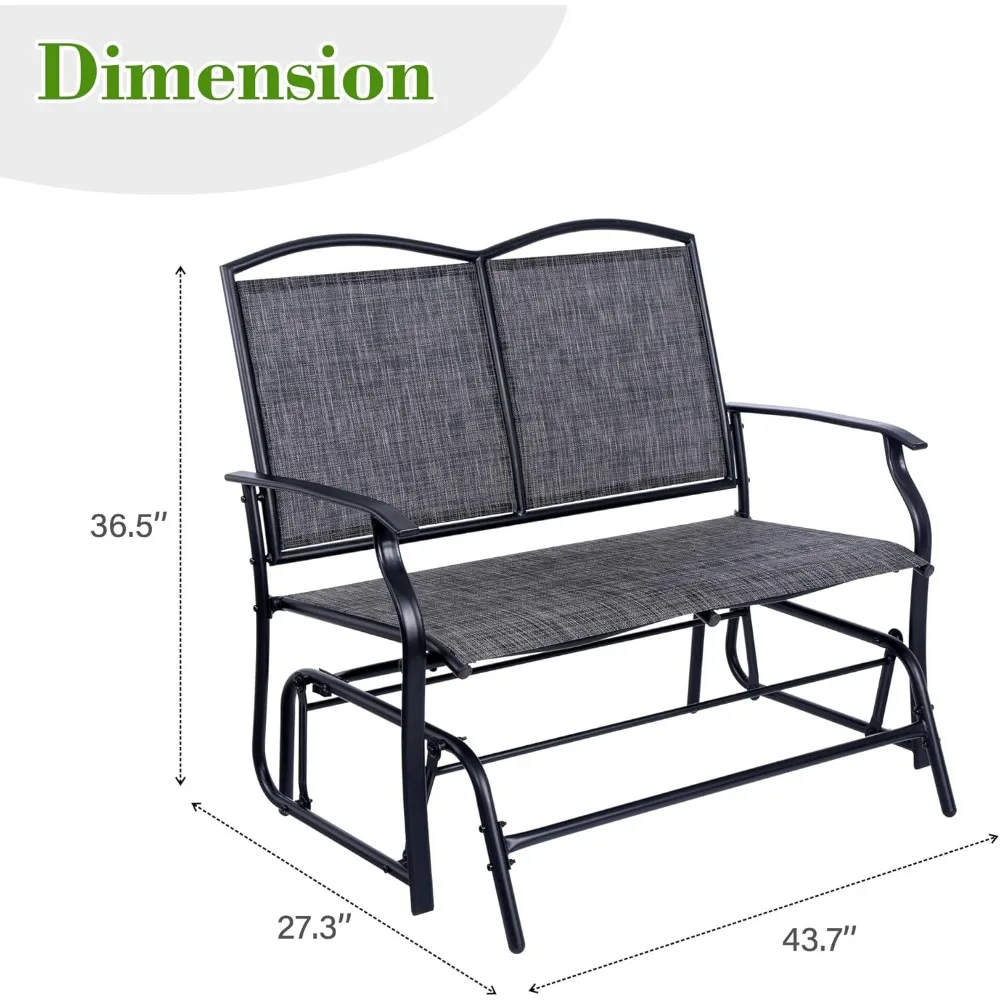Скамья-планер на 2 человека, кресло-качалка для патио, двухместное кресло со стальным каркасом для садового крыльца