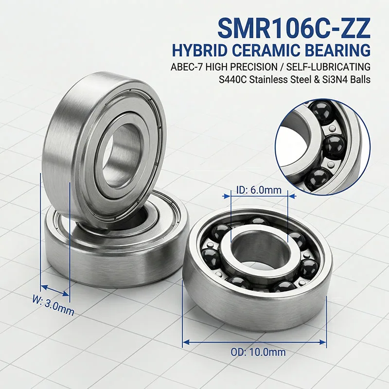 10pcs Hybrid Ceramic Bearing 5x10x4 SMR105 SMR105C L1050 ZZ Reel Bearings 6x10x3 5x11x4 7x11x3 6x12x4 8x14x4 Radial Ball Bearing