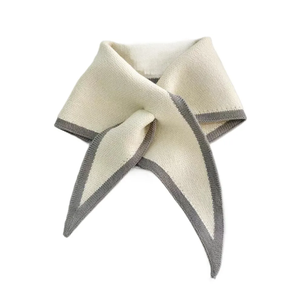 

Длинный однотонный трикотажный шарф-платок, ветрозащитный, треугольный, вязаный, для защиты шеи, фальш-воротник для девочек