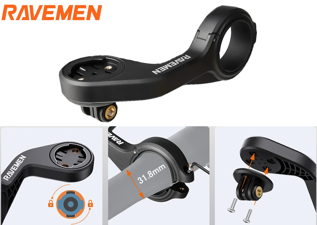 RAVEMEN CR1000 Fanalini Anteriori per Bicicletta, 1000 Lumen Lente antiriflesso con fascio a T Luce Anteriore, Cavalcare di Notte Pulsante remoto cablato Resistenza all'acqua IPX6 USB-C Ricaricabile