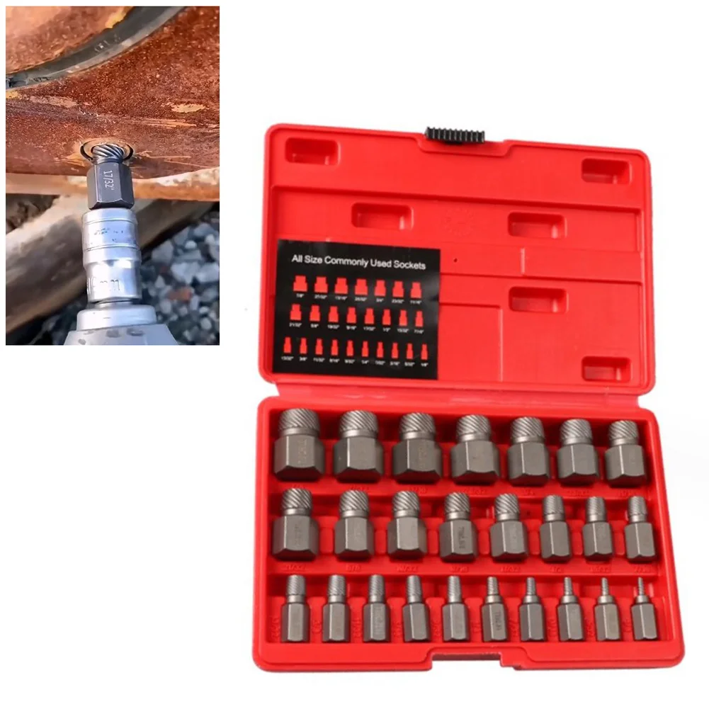 

25Pcs Screw Extractor Kit Efficiently Handles Broken and Stripped Screws Conveniently Packaged for Easy Storage