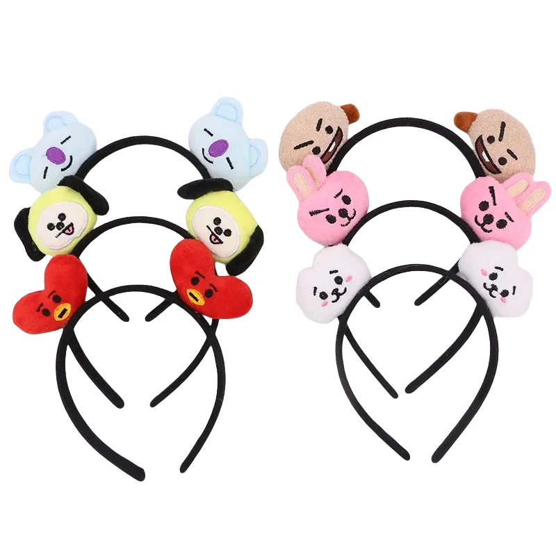 Anime BT21 Hairband Kawaii TATA COOKY Cartoon Cute Plush Doll Headband Women Makeup Hair Accessories Headwear Girl Gift