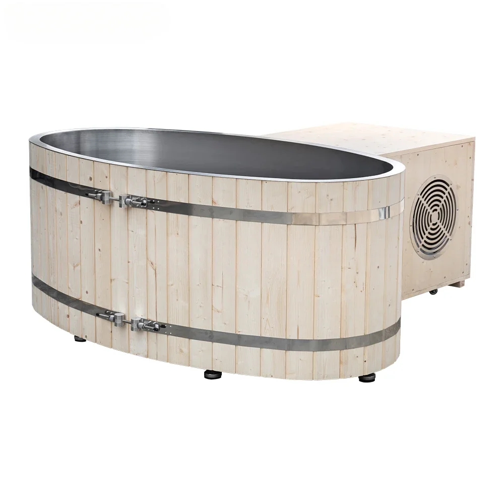 Cold Plunged Portability Insulated Ice Bath Tub Free Standing Wooden Ice Bath Barrel