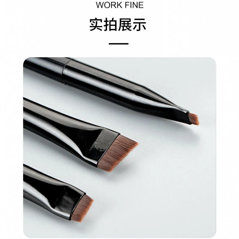 3 uds delineador de ojos con borde, cabezal oblicuo, contorno de cejas, delineador de ojos, cepillo ultrafino para sombra de ojos, herramientas de maquillaje