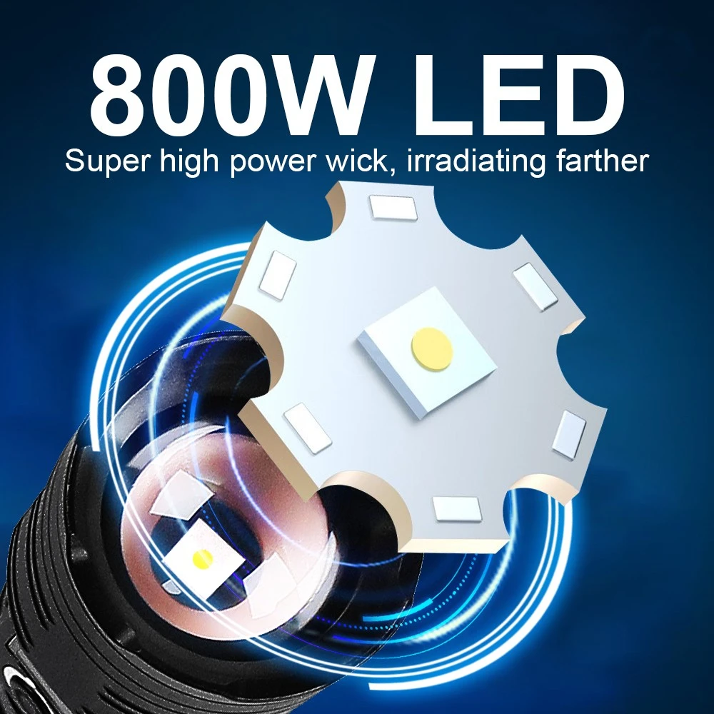 2024 ล่าสุดและ Strongest 12500LM Super ไฟฉาย LED ที่มีประสิทธิภาพกลางแจ้งยาว Dual แบตเตอรี่ไฟฉายแบบชาร์จไฟได้ไฟฉายยุทธวิธี