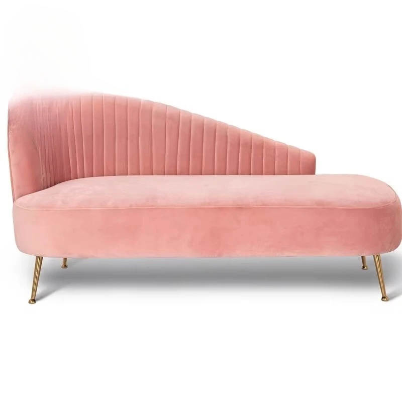 Simple modern fashion pink velvet chaise longue nordic light luxury ins designer living room balcony bedroom recliner