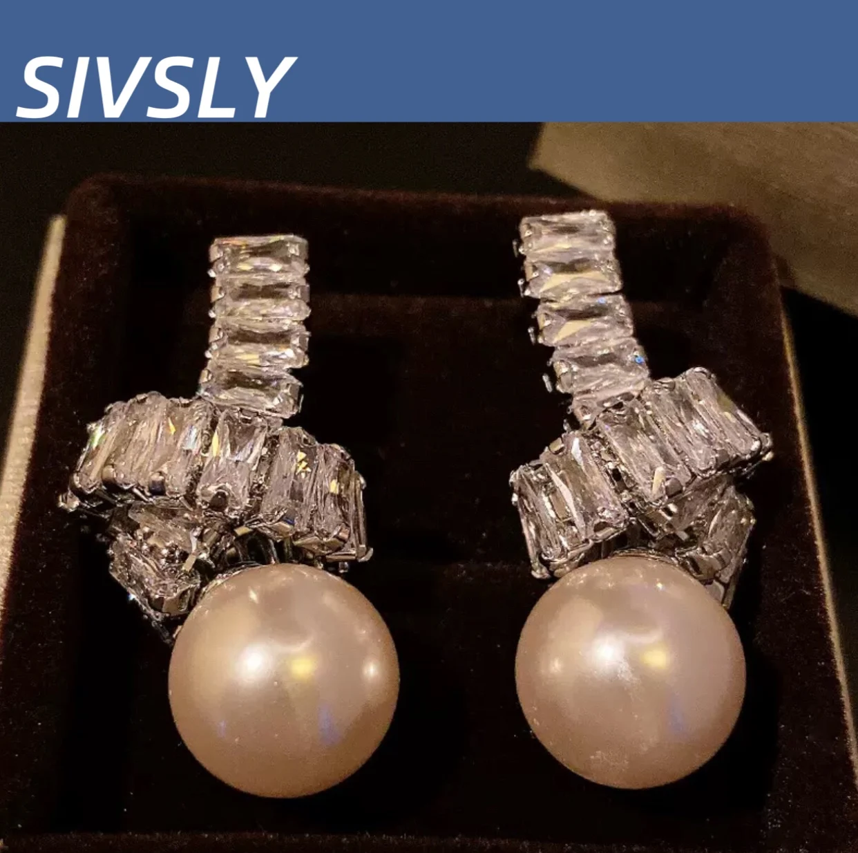 

3.8cm Popular design sense knot pearl earrings temperament luxurious elegant earrings simple fashion all-around earring