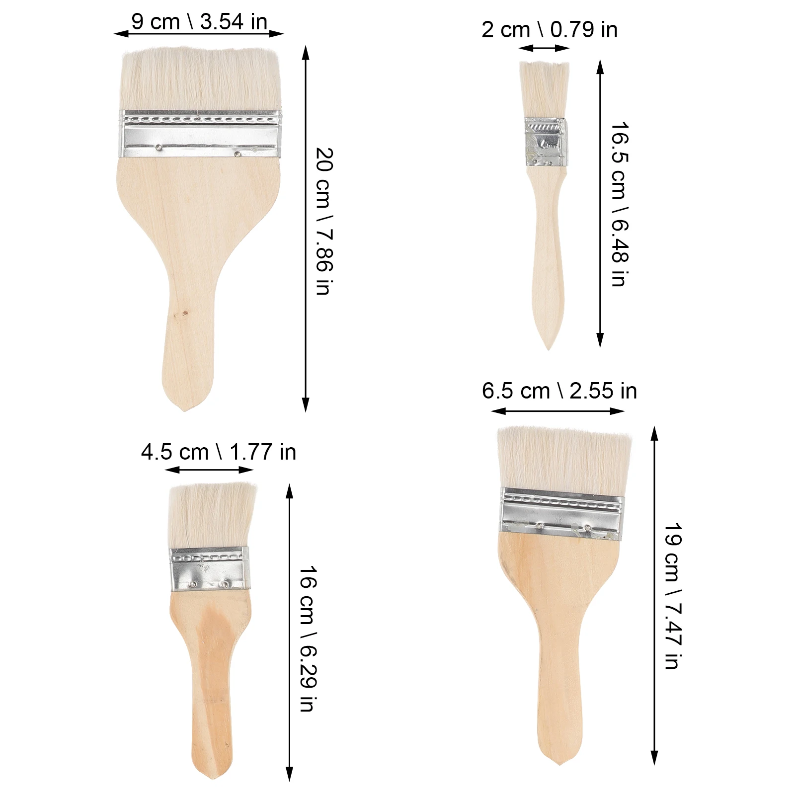 

8pcs Paint Brushes Set Wood H for Wall Furniture Crafts Chip Brush Tool Bristles Durable Easy Clean Art Supplies Wool Tools