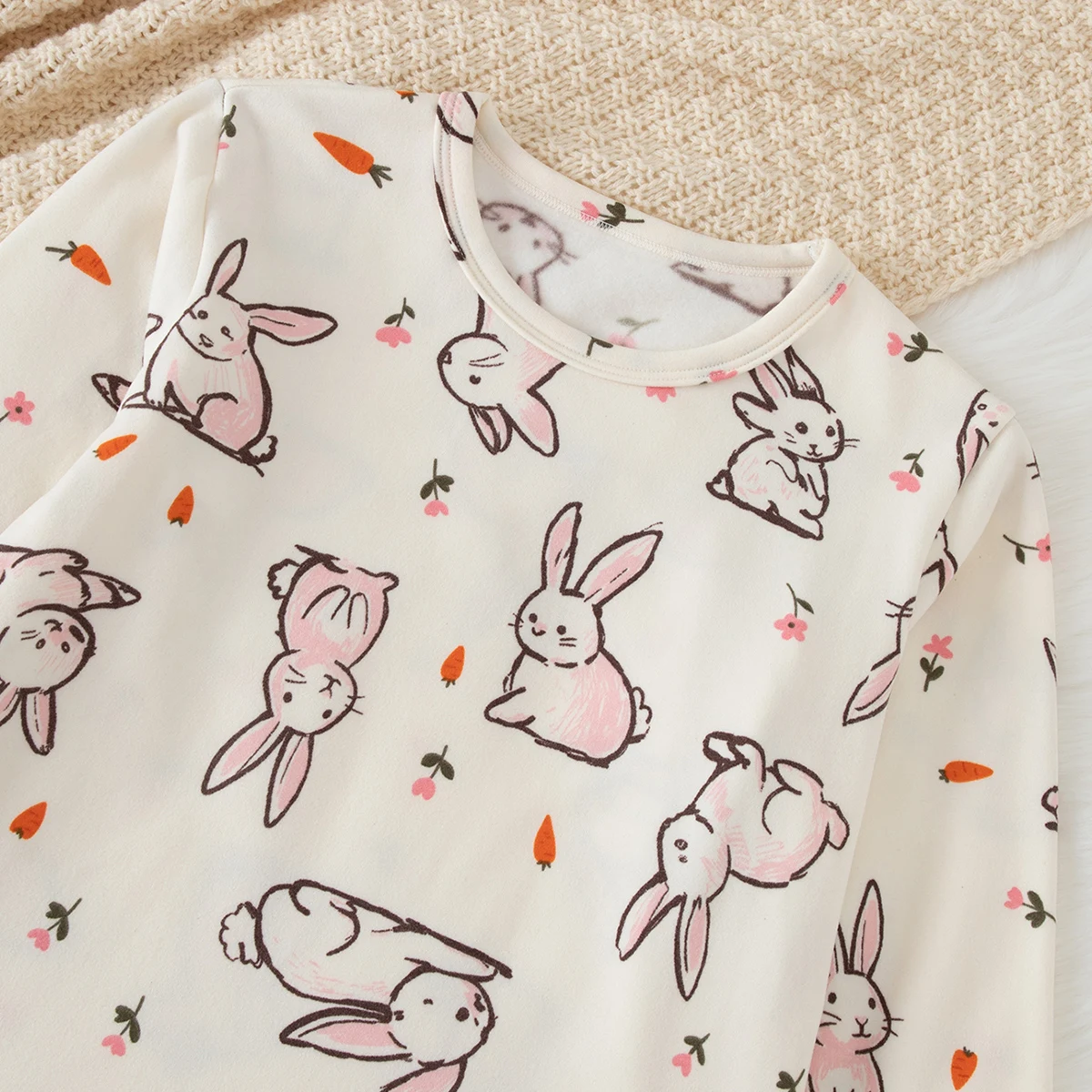 2-teiliges Herbst-/Winter-Set für Kinder, warm, mehrfarbig, mit niedlichem Cartoon-Muster, lässig, für den täglichen Gebrauch zu Hause, geeignet für Jungen und Mädchen, trendig. – Detail 7