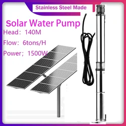 1500W 2HP DC Voltage 72-138V Solar PV borehole Well Water Pump Head lift 140M Solar Off Grid System Water Pump Flow 6000L/H