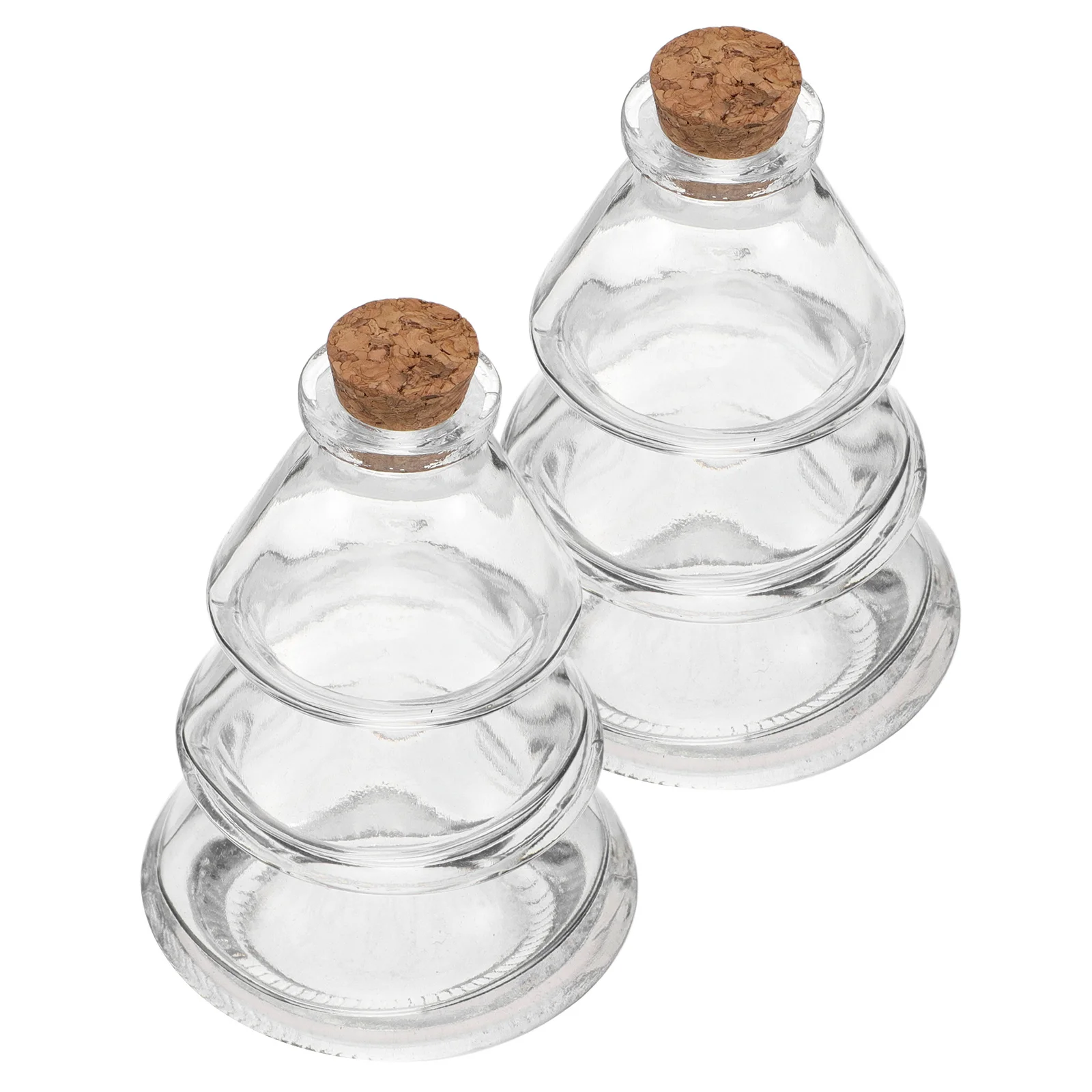 

2pcs Christmas Tree Shaped Glass Bottles 90Ml Mini Wishing Bottle For Holiday Decorators Craft Diy Party Favor Jar Empty