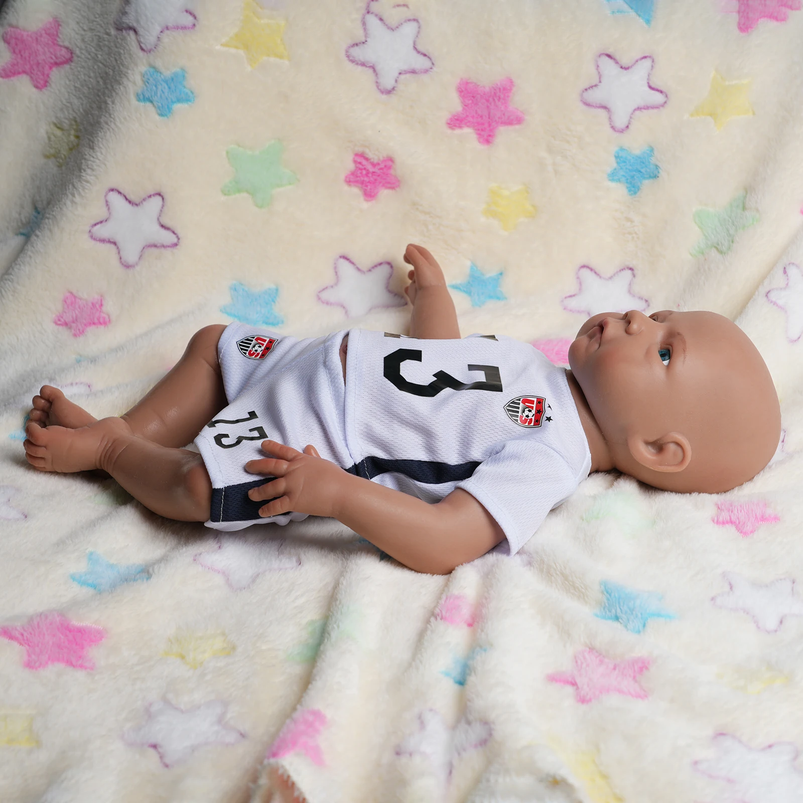 18 Inch Realistic Reborn Baby Doll Boy Full Body Silicone Brown Skin Weighted Lifelike Infant Doll
