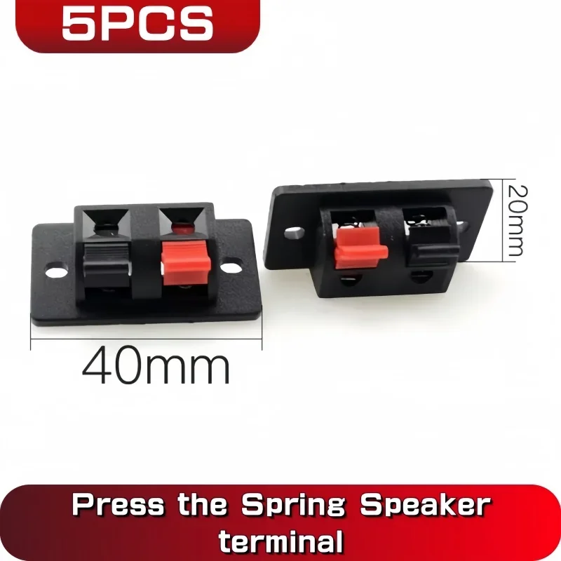5PCS 2 Positions Connector Terminal Push in Jack Spring Load 2 way 2 Pin Spring push Release Home Audio Speaker