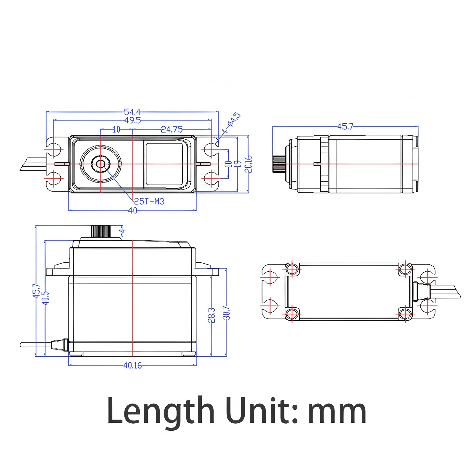 Serwo cyfrowe 25KG z stalowymi zębatkami, silnik z rdzeniem żelaznym, serwa o niewolnym kącie 180 stopni do Arduino DIY, samochodów RC, robotów, dronów, zabawek.