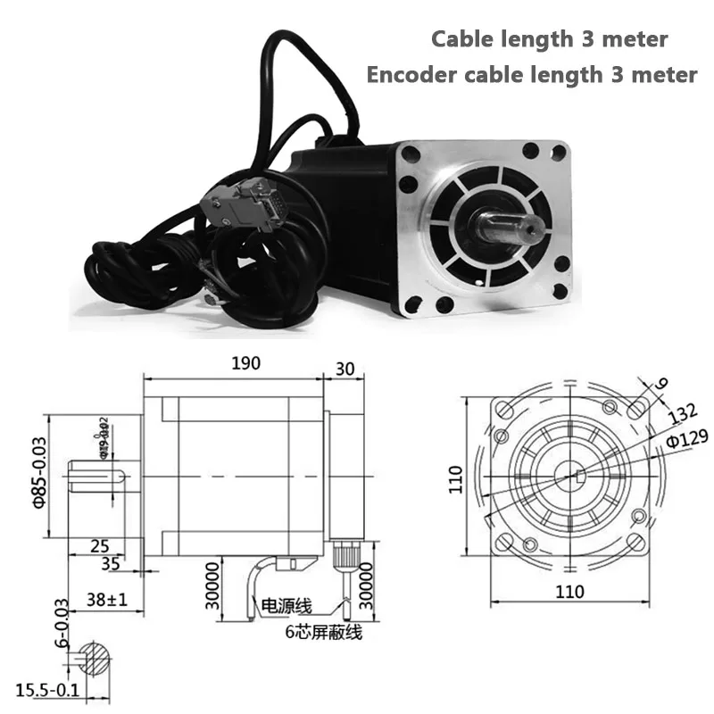 110HSE20N Closed Loop Stepper Motor Nema42 with 3HSS2208H High Performance Digital Display Hybrid Servo Step Driver kit for CNC