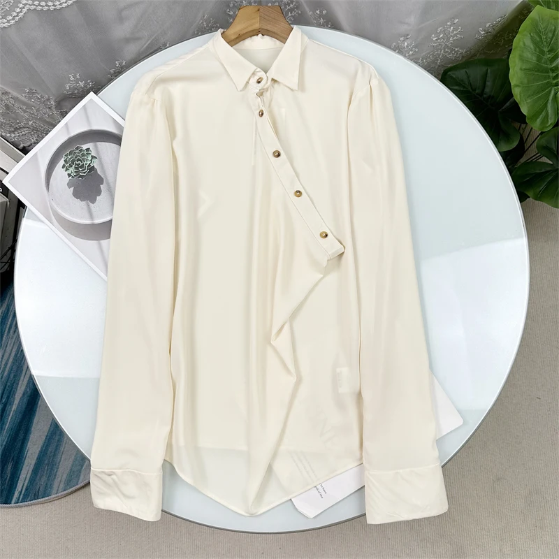 

Elegant Pure Color Square Collar Long Sleeve Shirt Versatile Fashionable Spring 2025 Women's Shirt Comfortable to Wear
