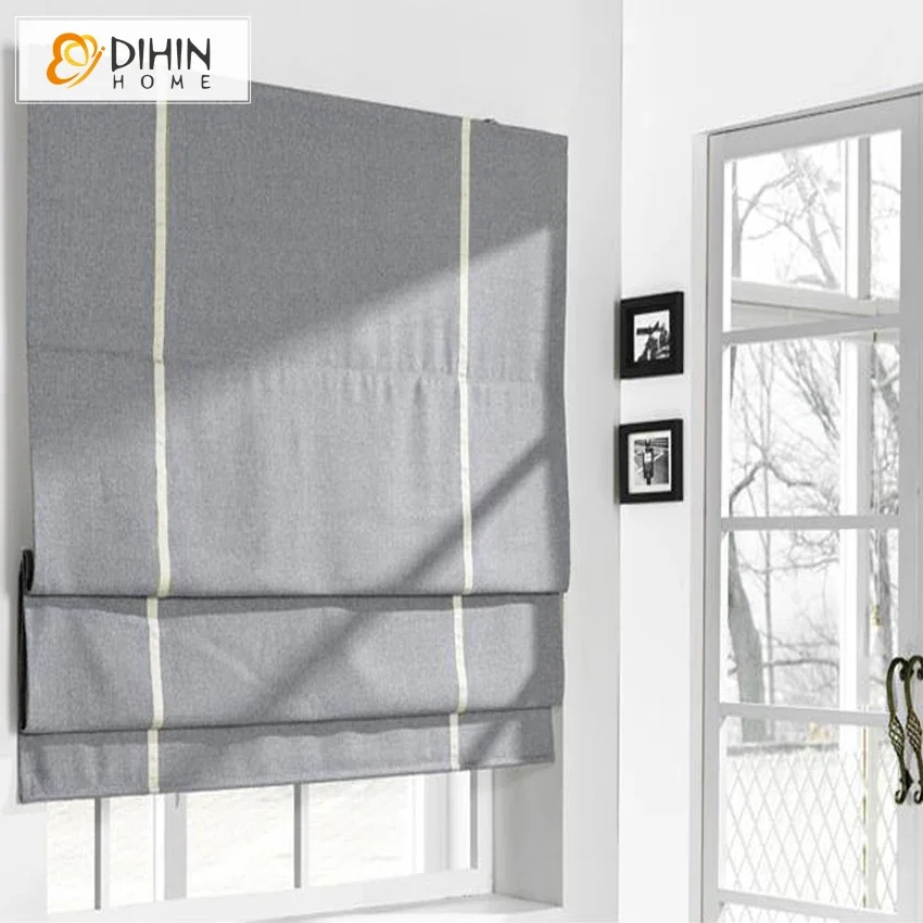 Modern Motorized Curtain 3 Color Cotton/Linen Roman Curtain Blind High Quality Custom Made Window Drapes For Living Room