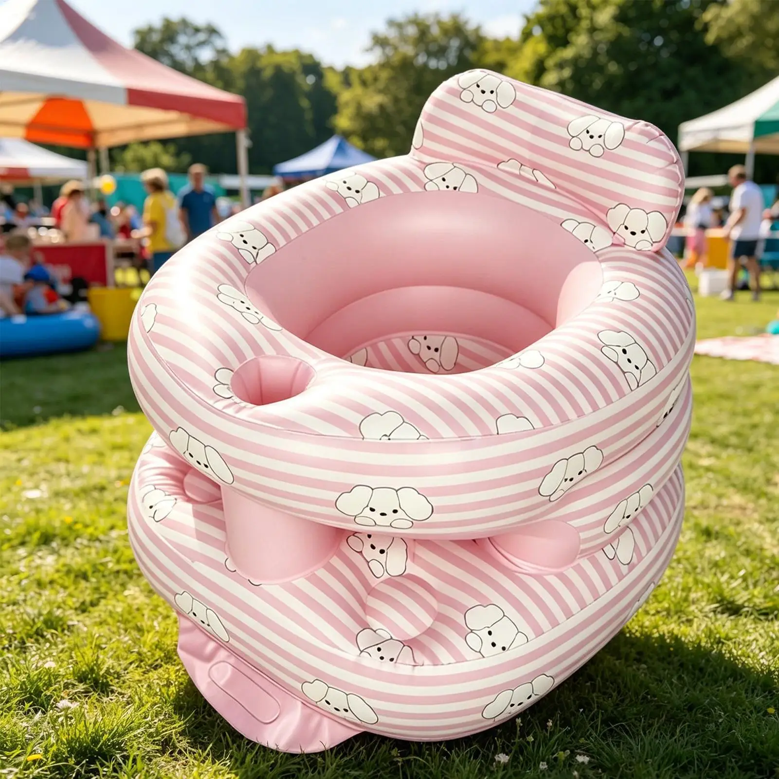 Blow Up Kid Chair Portable Soft PVC Cushioning Blow Up Child Seat Chair For 0-36 Months Boys Girls Home Indoor Outdoor Living
