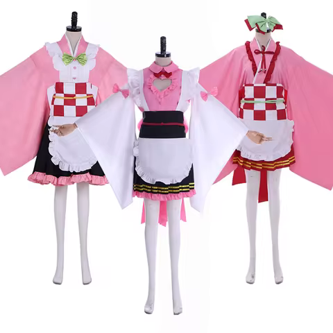 Kamado Nezuko Cosplay Costume Kanroji Mitsuri Cosplay Women's Sweet Japanese Kimono Cosplay Anime Women Halloween Costume
