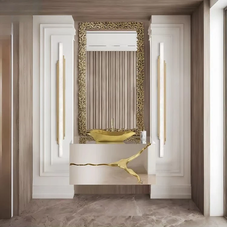 Customized Lapiaz Vessel Sinks Luxury Wall Mount Floating Cabinet Bathroom Vanity Stainless Steel Floating Bathroom Vanity Sink