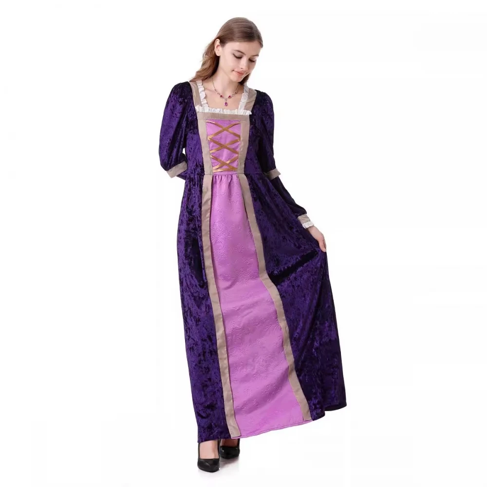 ثوب طويل من القرون الوسطى بطول الأرض مخملي دكتور أزياء نسائية للهالوين ملابس كلاسيكية للسيدات ملابس المسرح العرقي #4