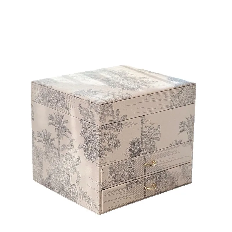 

High-end wedding hardware jewelry box, stud earrings, necklace, jewelry box, leather hand storage, large ca