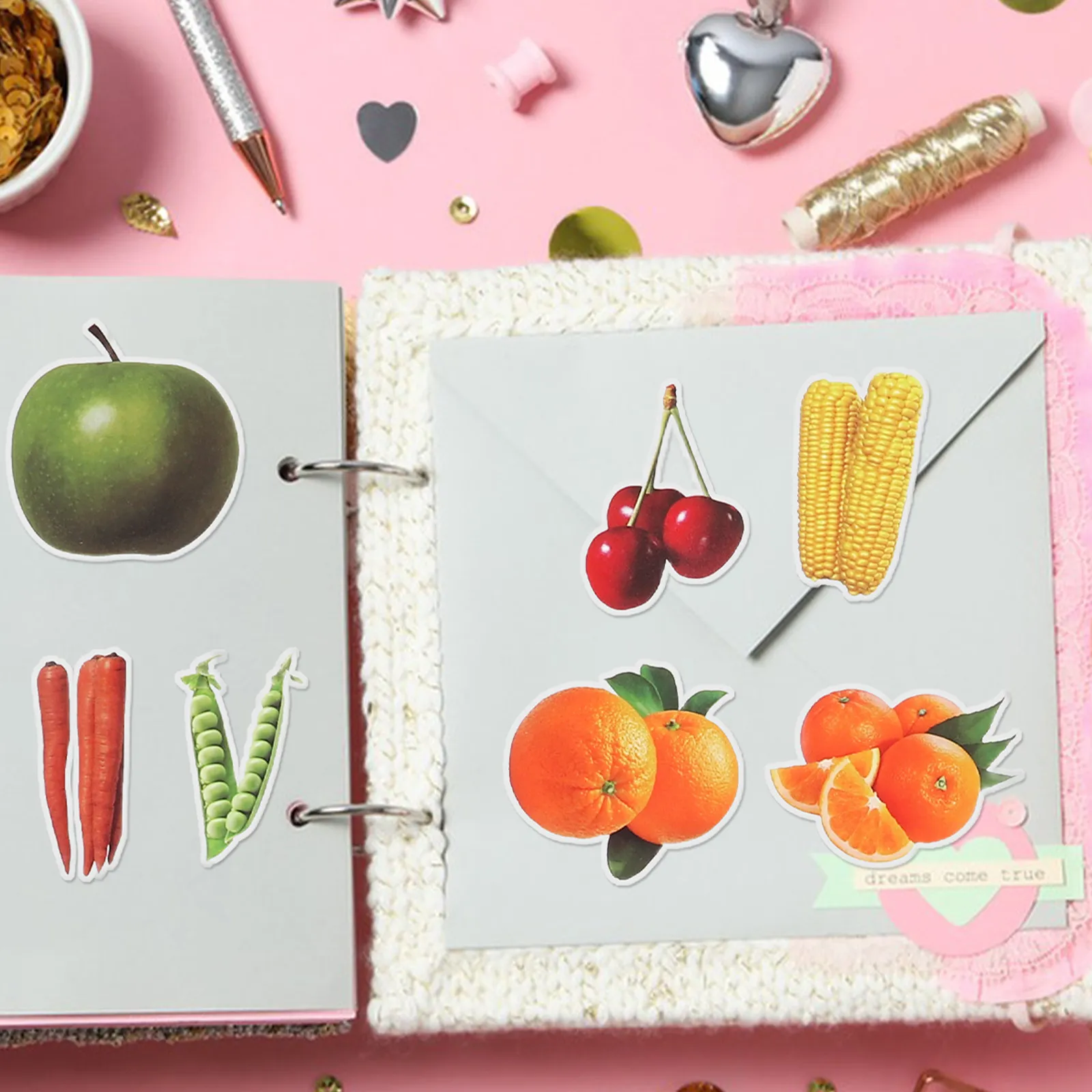 

200Pcs Educational Fruit Vegetable Stickers Waterproof Realistic Decals for Classroom Laptop Water Bottles Hand Eye