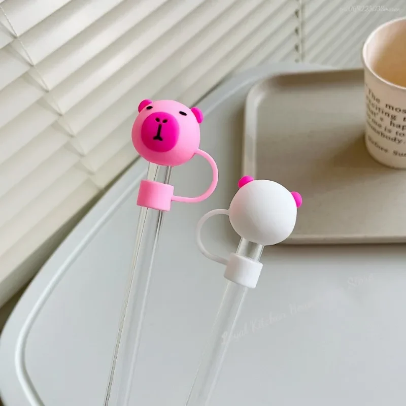 10mm Cartoon Capybara Silicone Straw Tips Drinking Dust Cap Splash Proof Plugs Cover Creative Stanley Cup Accessories Straw
