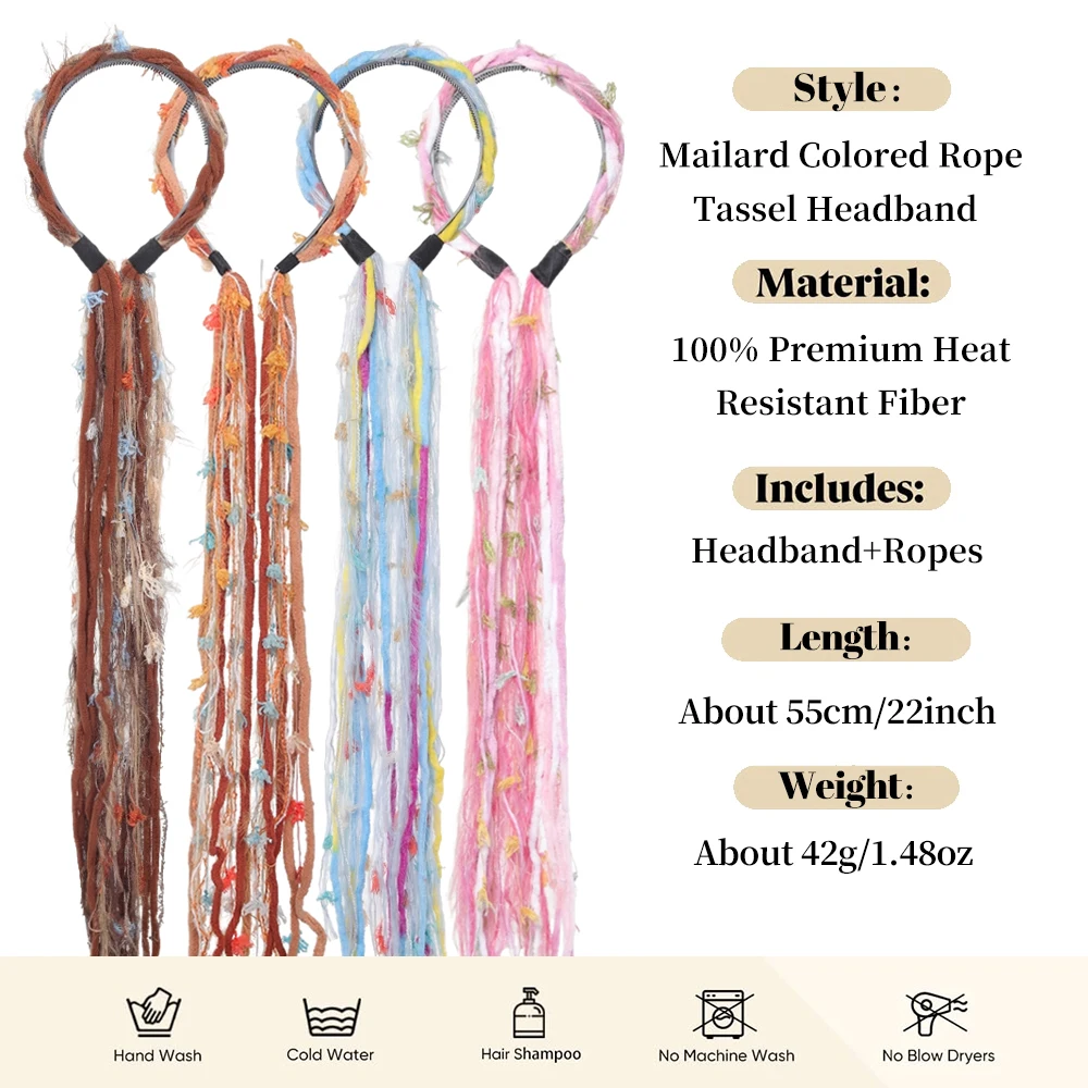 Boho Style Chinese Tibetan Hairband Long Tassel Candy Colored Ethnic Hair Hoop Weaving Colorful Ribbon Braid Hairband Boho Style