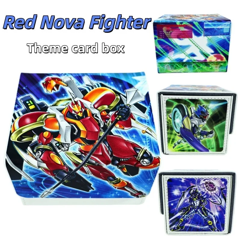 Yu-Gi-Oh! DIY Red Nova Fighter Leather Magnetic Game Card Box Formula Synchron Large Capacity Storage Card Box Side Placed 100+